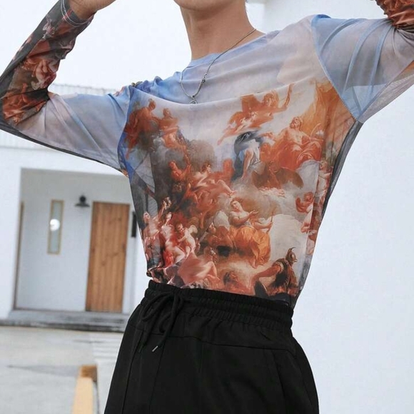 SHEIN Other - MANFINITY Sheer Graphic Long Sleeve